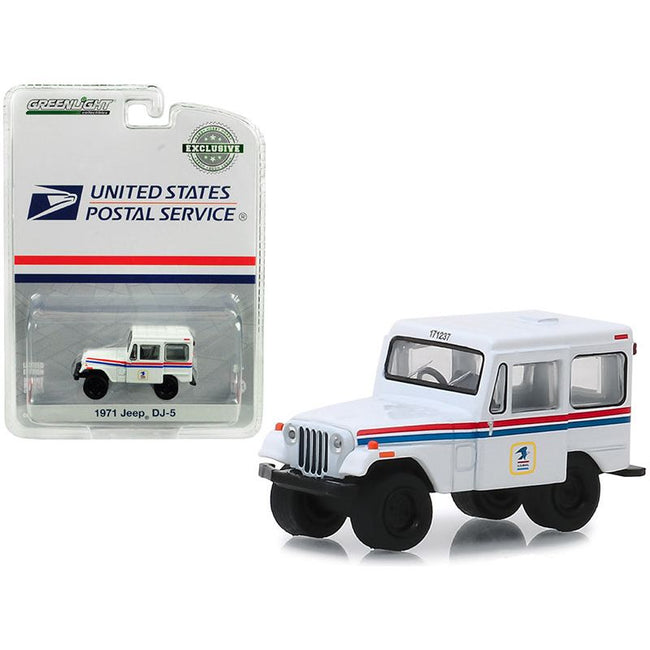 1971 Jeep DJ - 5 White "United States Postal Service" (USPS) "Hobby Exclusive" 1/64 Diecast Model Car by Greenlight - Greenlight - ModelCars.com