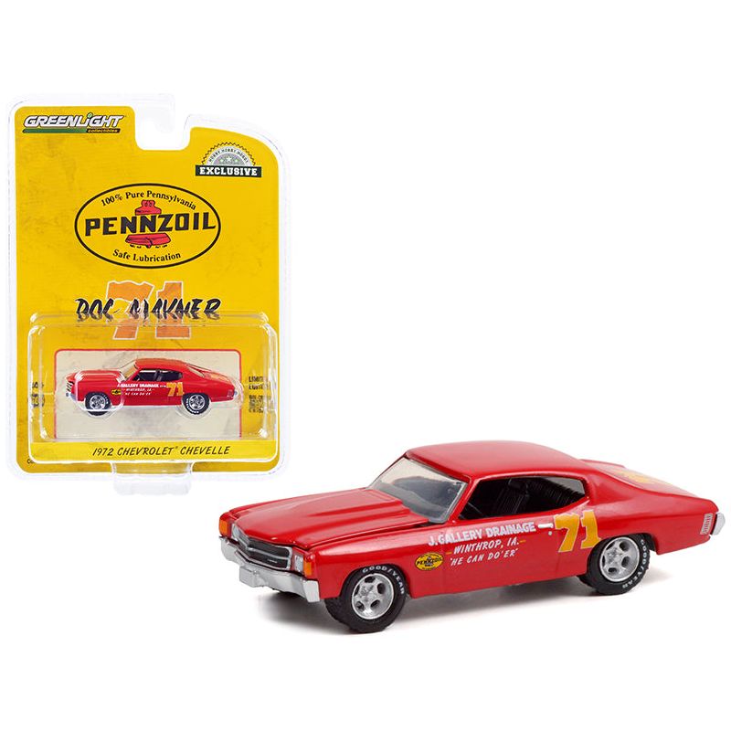 1972 Chevrolet Chevelle 71 Doc Mayner "Pennzoil" J. Gallery Drainage Winthrop (IA) "Hobby Exclusive" 1/64 Diecast Model Car by Greenlight-Greenlight-ModelCars.com