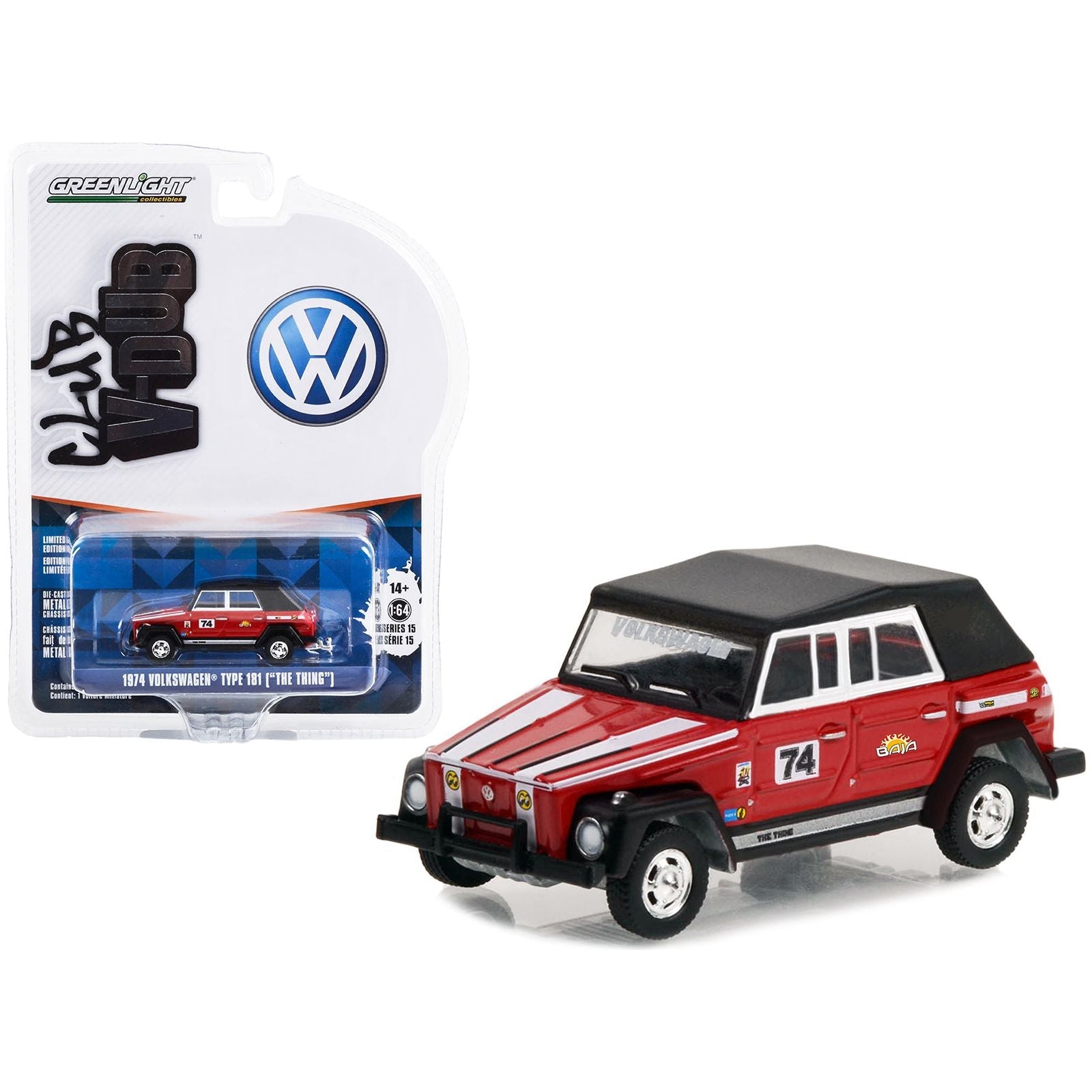 1974 Volkswagen Thing (Type 181) 74 Red "BAJA Thing" "Club Vee V - Dub" Series 15 1/64 Diecast Model Car by Greenlight - Greenlight - ModelCars.com