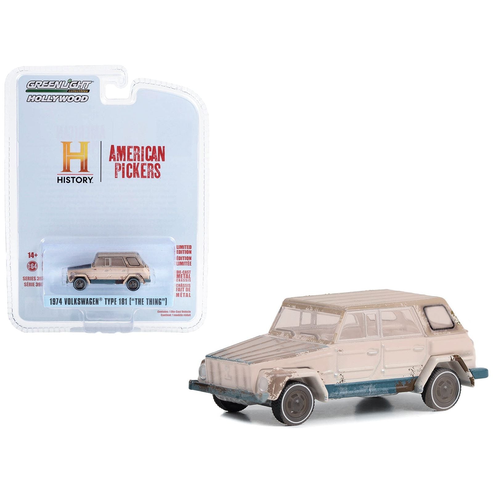 1974 Volkswagen Thing (Type 181) Beige (Weathered) "American Pickers" (2010 - Current) TV Series "Hollywood Series" Release 39 1/64 Diecast Model Car by Greenlight - Greenlight - ModelCars.com