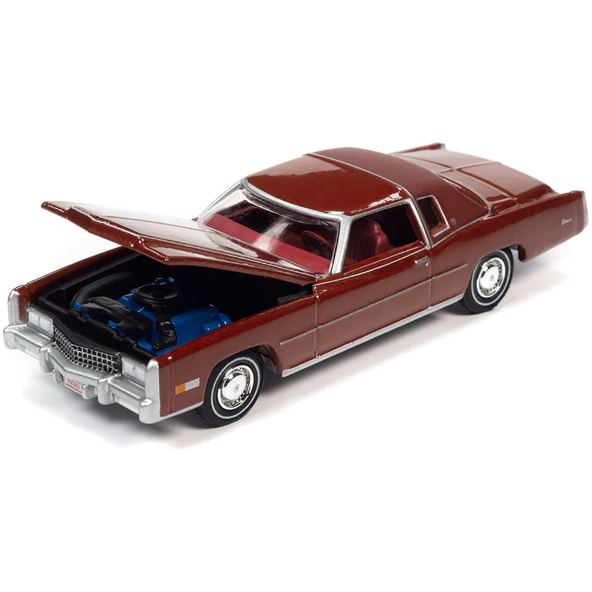 1975 Cadillac Eldorado Firethorn Red Metallic with Rear Section of Roof Matt Dark Red "Luxury Cruisers" Limited Edition to 14910 pieces Worldwide 1/64 Diecast Model Car by Auto World-Autoworld-ModelCars.com
