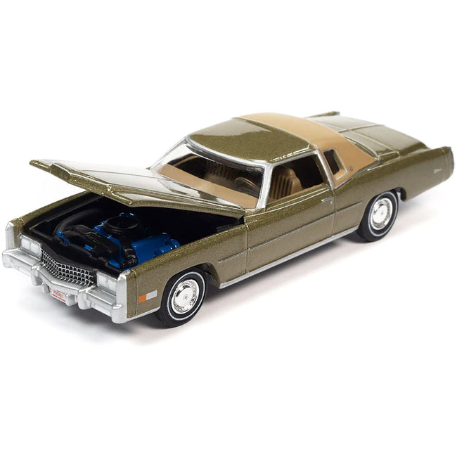1975 Cadillac Eldorado Tarragon Gold Metallic with Rear Section of Roof Sandalwood Tan "Luxury Cruisers" Limited Edition to 14910 pieces Worldwide 1/64 Diecast Model Car by Auto World - Autoworld - ModelCars.com