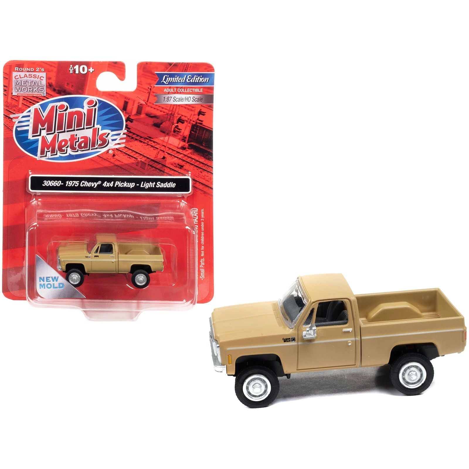 1975 Chevrolet 4x4 Pickup Truck Light Saddle Beige 1/87 (HO) Scale Model Car by Classic Metal Works - Classic Metal Works - ModelCars.com