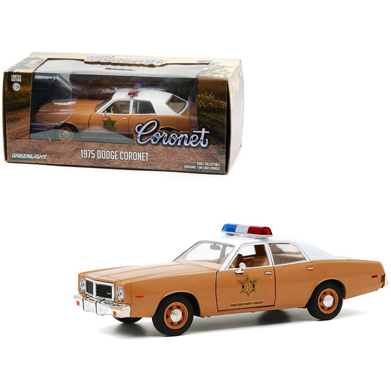 1975 Dodge Coronet Brown with White Top "Choctaw County Sheriff" 1/24 Diecast Model Car by Greenlight - Greenlight - ModelCars.com