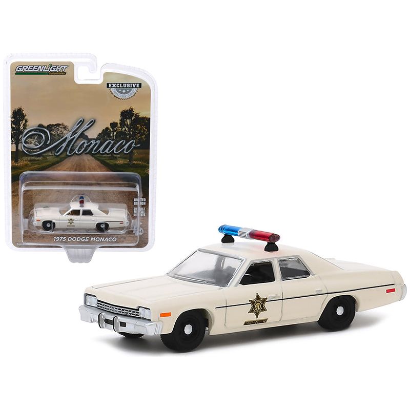 1975 Dodge Monaco Cream "Hazzard County Sheriff" "Hobby Exclusive" 1/64 Diecast Model Car by Greenlight-Greenlight-ModelCars.com