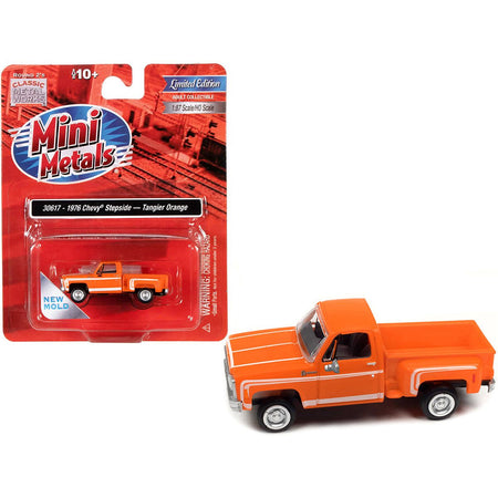 1976 Chevrolet Stepside Pickup Truck Tangier Orange with White Stripes 1/87 (HO) Scale Model Car by Classic Metal Works - Classic Metal Works - ModelCars.com