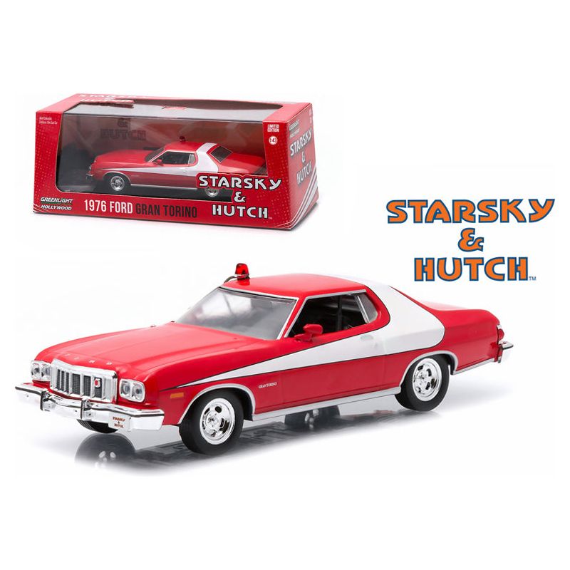 1976 Ford Gran Torino Red with White Stripe "Starsky and Hutch" (1975 - 1979) TV Series 1/43 Diecast Model Car by Greenlight - Greenlight - ModelCars.com