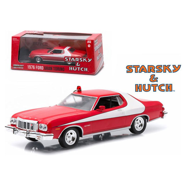 1976 Ford Gran Torino Red with White Stripe "Starsky and Hutch" (1975 - 1979) TV Series 1/43 Diecast Model Car by Greenlight - Greenlight - ModelCars.com