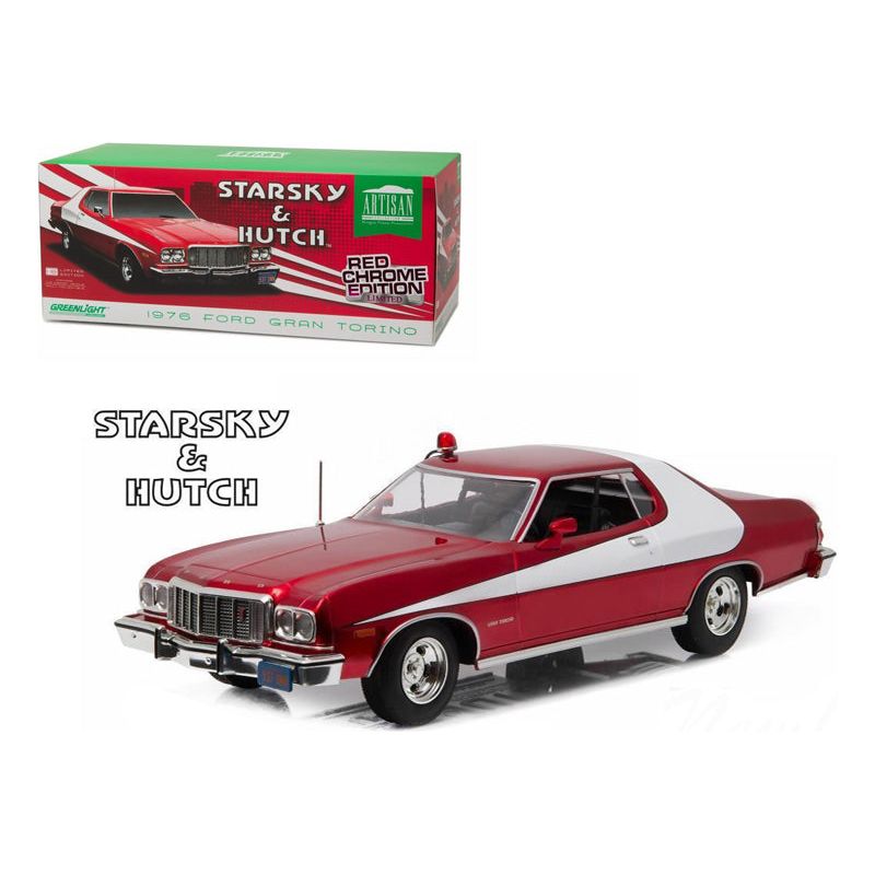 1976 Ford Gran Torino "Starsky and Hutch" Red Chrome Edition (TV Series 1975 - 79) 1/18 Diecast Model Car by Greenlight - Greenlight - ModelCars.com