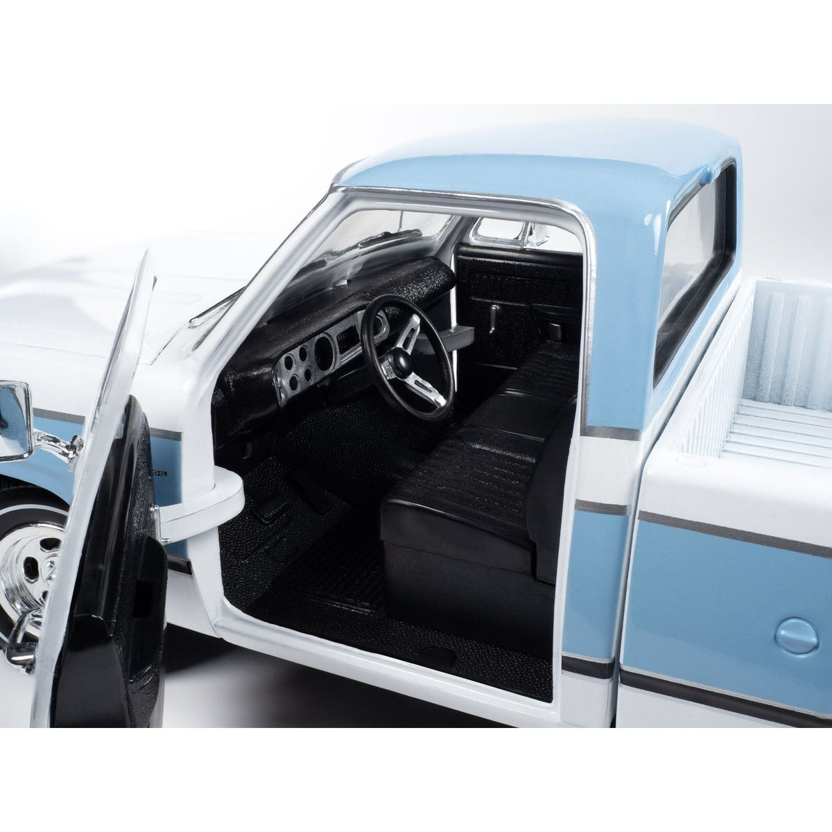 1977 Dodge D100 Adventurer Sweptline Pickup Truck Light Blue and White "American Muscle" Series 1/18 Diecast Model Car by Auto World-Autoworld-ModelCars.com