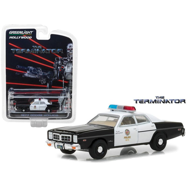 1977 Dodge Monaco "Metropolitan Police" White and Black "The Terminator" (1984) Movie "Hollywood Series" Release 19 1/64 Diecast Model Car by Greenlight - Greenlight - ModelCars.com