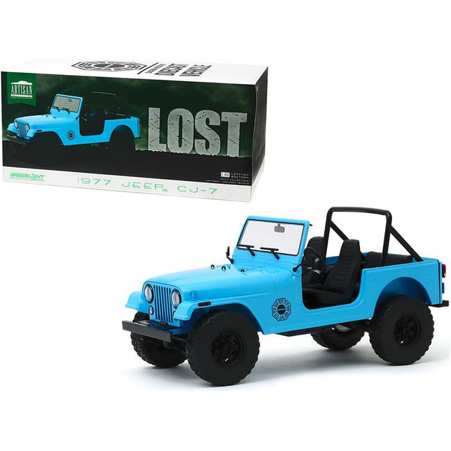 1977 Jeep CJ - 7 "Dharma" Blue "Lost" (2004 - 2010) TV Series 1/18 Diecast Model Car by Greenlight - Greenlight - ModelCars.com