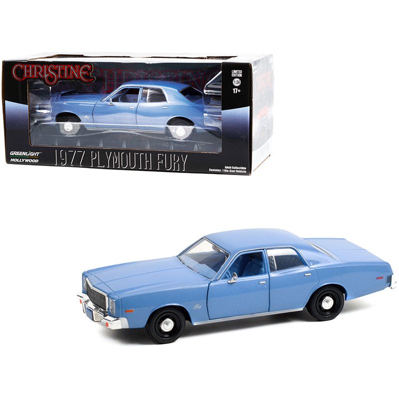 1977 Plymouth Fury Pearl Steel Blue (Detective Rudolph Junkins') "Christine" (1983) Movie 1/24 Diecast Model Car by Greenlight - Greenlight - ModelCars.com