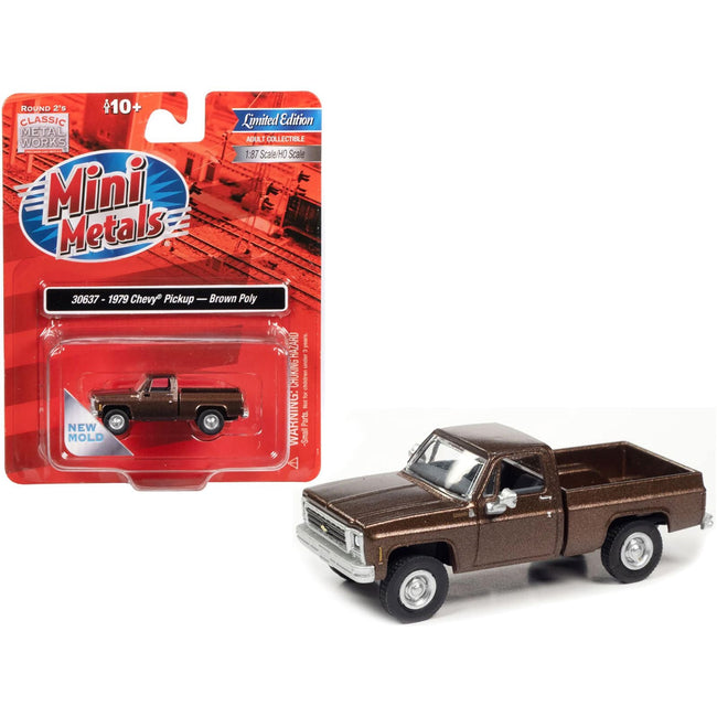 1979 Chevrolet Fleetside Pickup Truck Brown Metallic 1/87 (HO) Scale Model Car by Classic Metal Works - Classic Metal Works - ModelCars.com