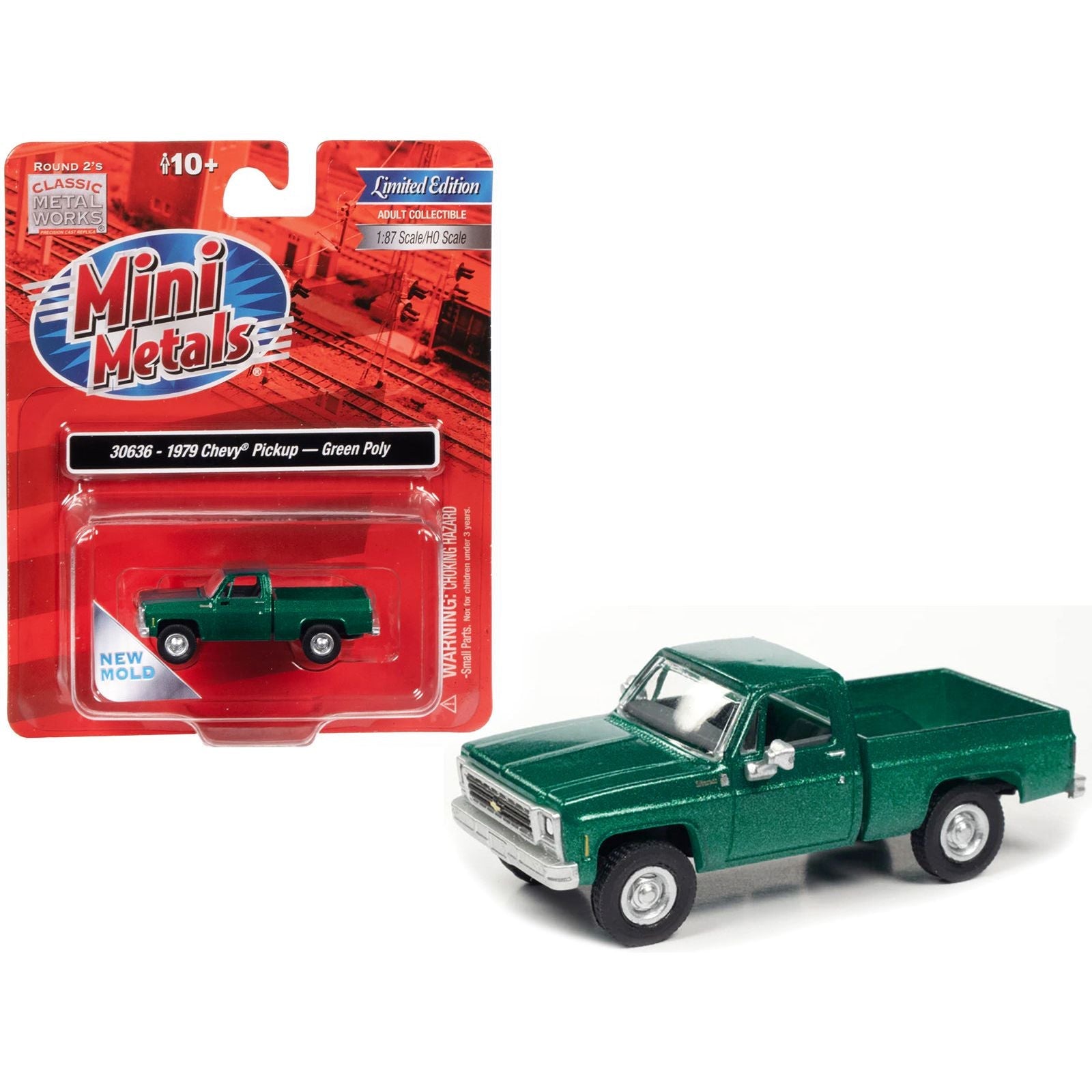 1979 Chevrolet Fleetside Pickup Truck Green Metallic 1/87 (HO) Scale Model Car by Classic Metal Works - Classic Metal Works - ModelCars.com