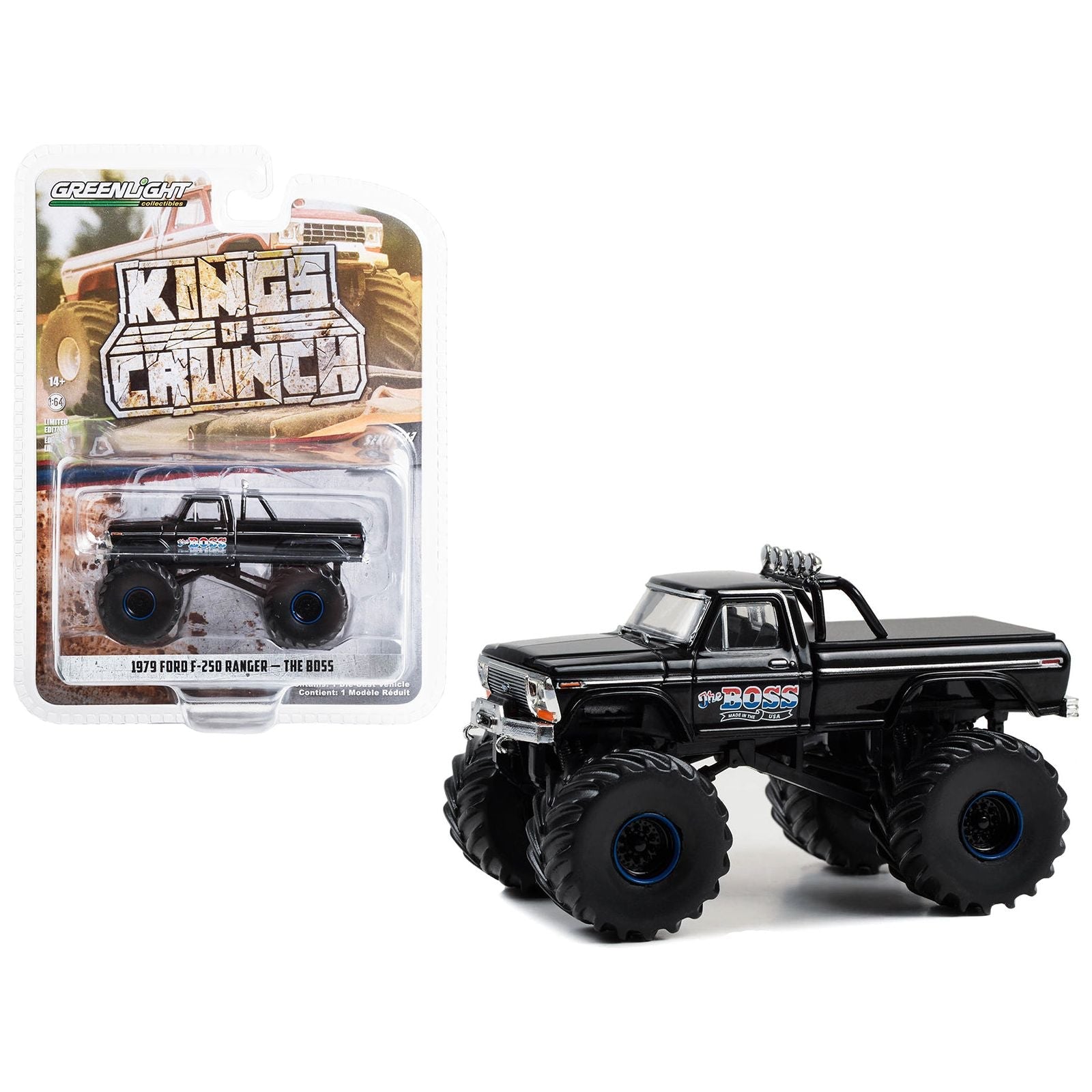 1979 Ford F - 250 Ranger Monster Truck Black "The Boss" "Kings of Crunch" Series 13 1/64 Diecast Model Car by Greenlight - Greenlight - ModelCars.com