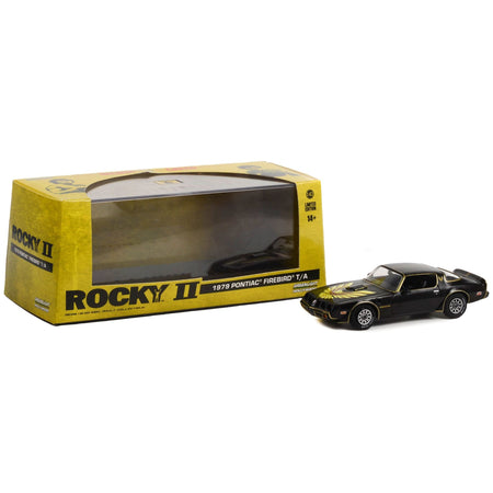 1979 Pontiac Firebird T/A Trans Am Black with Hood Phoenix "Rocky II (1979) Movie" 1/43 Diecast Model Car by Greenlight - Greenlight - ModelCars.com