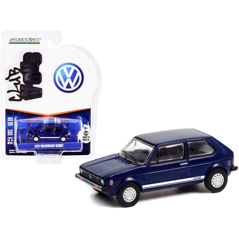 1979 Volkswagen Rabbit Tarpon Blue with White Stripes "Club Vee V - Dub" Series 13 1/64 Diecast Model Car by Greenlight - Greenlight - ModelCars.com