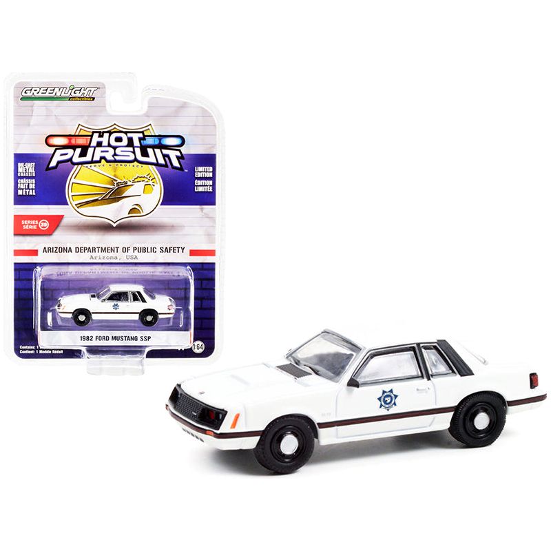1982 Ford Mustang SSP White "Arizona Department of Public Safety" "Hot Pursuit" Series 39 1/64 Diecast Model Car by Greenlight - Greenlight - ModelCars.com