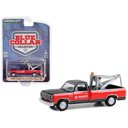 1983 Dodge Ram D-100 Royal SE Tow Truck Black and Red "Texaco - 24 Hour Service" "Blue Collar Collection" Series 12 1/64 Diecast Model Car by Greenlight-Greenlight-ModelCars.com