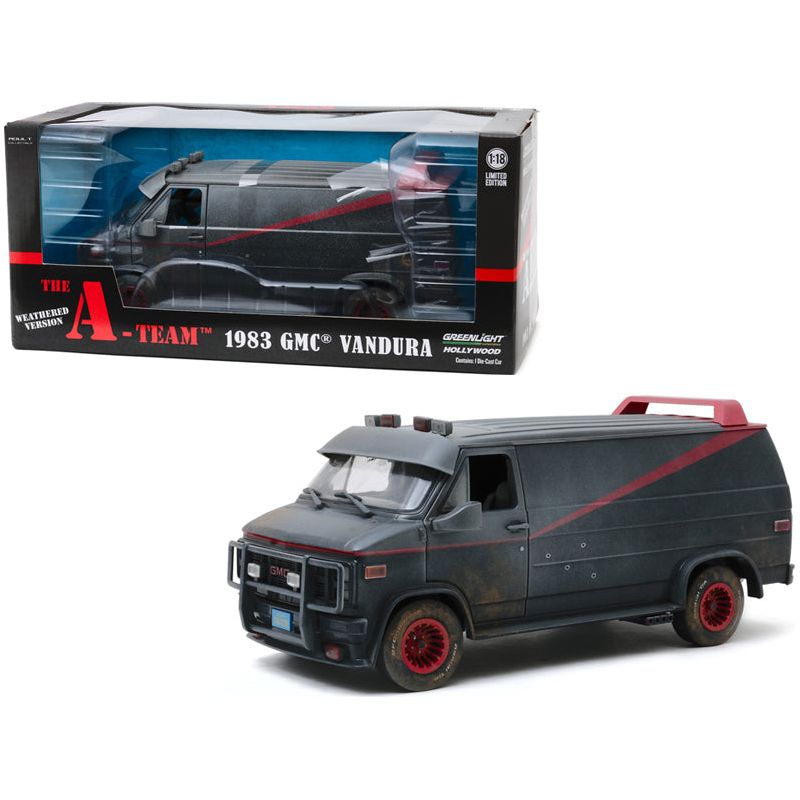 1983 GMC Vandura Black Weathered Version with Bullet Holes "The A - Team" (1983 - 1987) TV Series 1/18 Diecast Model Car by Greenlight - Greenlight - ModelCars.com