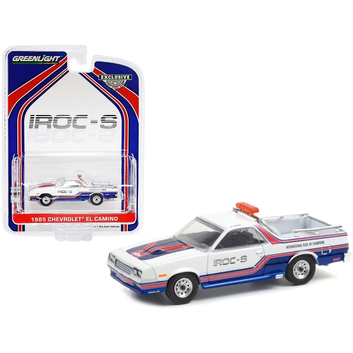 1985 Chevrolet El Camino SS Pickup Pace Truck IROC-S "International Race of Champions" (1985) "Hobby Exclusive" 1/64 Diecast Model Car by Greenlight-Greenlight-ModelCars.com