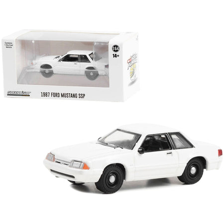 1987-1993 Ford Mustang SSP Police White "Hot Pursuit" "Hobby Exclusive" Series 1/64 Diecast Model Car by Greenlight-Greenlight-ModelCars.com