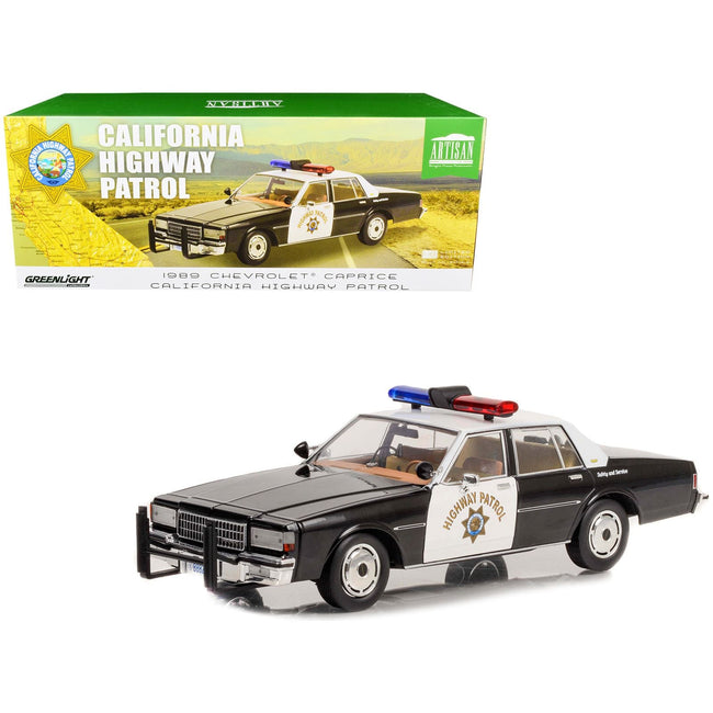 1989 Chevrolet Caprice Police Black and White "California Highway Patrol" "Artisan Collection" 1/18 Diecast Model Car by Greenlight - Greenlight - ModelCars.com