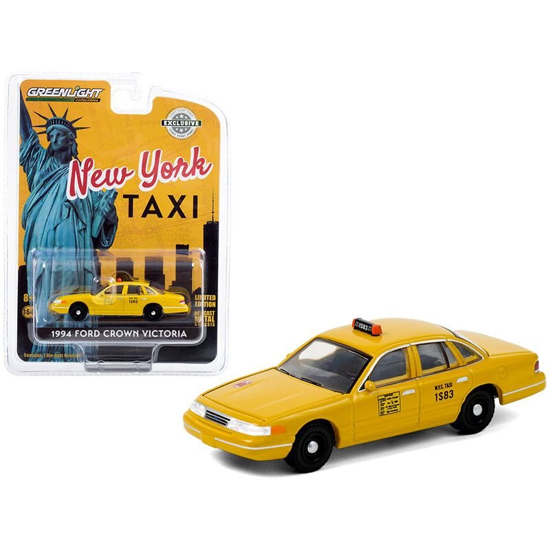 1994 Ford Crown Victoria Yellow "NYC Taxi" (New York City) "Hobby Exclusive" 1/64 Diecast Model Car by Greenlight - Greenlight - ModelCars.com