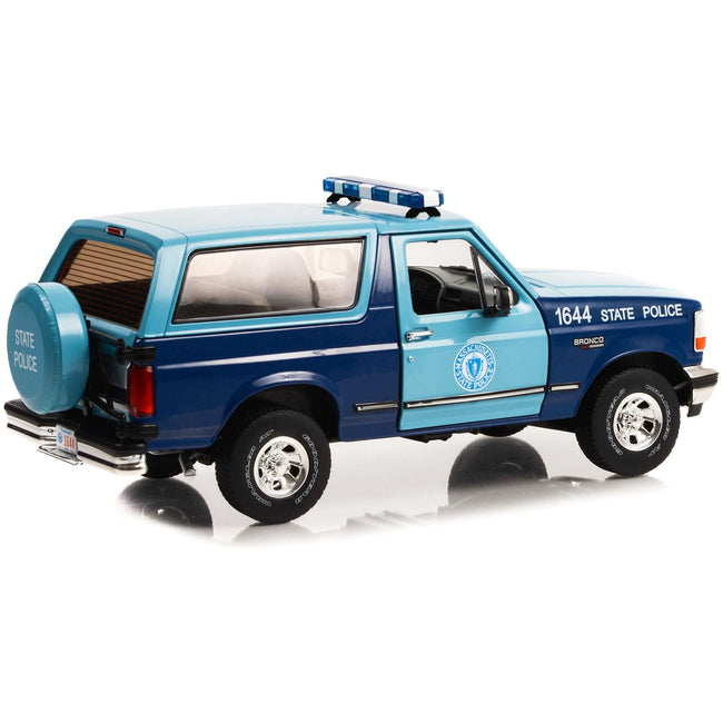 1996 Ford Bronco XLT Blue and Light Blue "Massachusetts State Police" "Artisan Collection" 1/18 Diecast Model Car by Greenlight - Greenlight - ModelCars.com