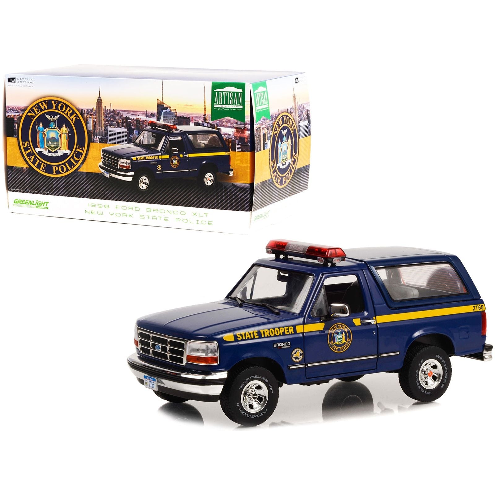 1996 Ford Bronco XLT Dark Blue "New York State Police" "Artisan Collection" 1/18 Diecast Model Car by Greenlight - Greenlight - ModelCars.com
