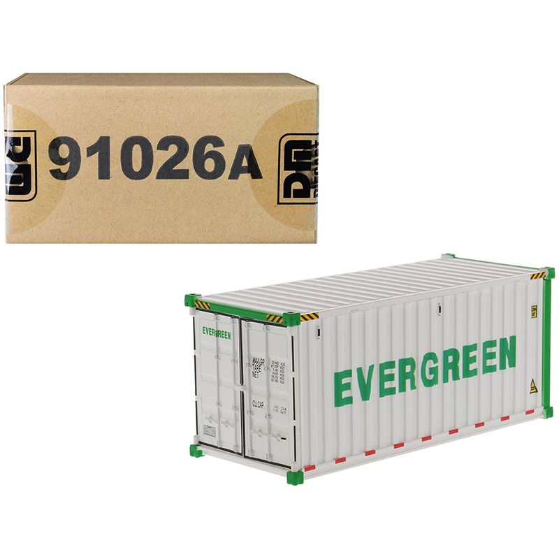 20' Refrigerated Sea Container "EverGreen" White "Transport Series" 1/50 Model by Diecast Masters-Diecast Masters-ModelCars.com