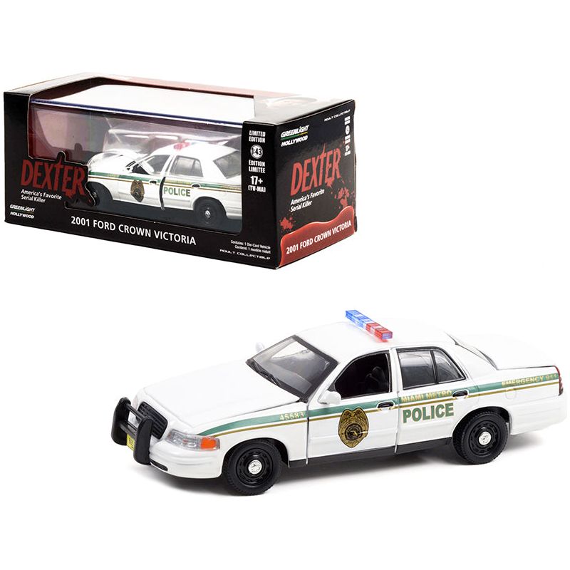2001 Ford Crown Victoria Police Interceptor White "Miami Metro Police Department" "Dexter" (2006 - 2013) TV Series 1/43 Diecast Model Car by Greenlight - Greenlight - ModelCars.com