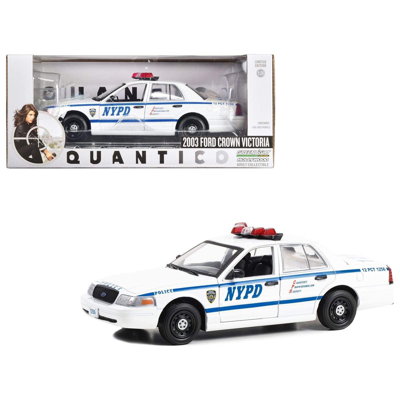 2003 Ford Crown Victoria Police Interceptor White "NYPD (New York City Police Department)" "Quantico" (2015 - 2018) TV Series "Hollywood" Series 1/24 Diecast Model Car by Greenlight - Greenlight - ModelCars.com