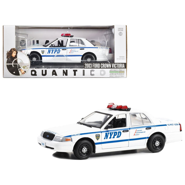 2003 Ford Crown Victoria Police Interceptor White "NYPD (New York City Police Department)" "Quantico" (2015 - 2018) TV Series "Hollywood" Series 1/24 Diecast Model Car by Greenlight - Greenlight - ModelCars.com