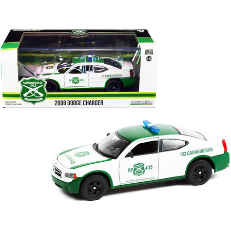 2006 Dodge Charger Police Car White and Green "Carabineros de Chile" 1/43 Diecast Model Car by Greenlight - Greenlight - ModelCars.com