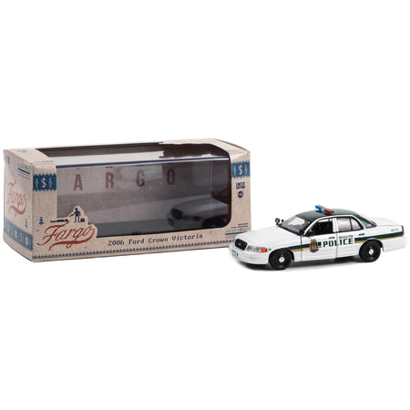 2006 Ford Crown Victoria Police Interceptor White with Green Top "Duluth Minnesota Police" "Fargo" (2014 - 2020 TV Series) "Hollywood" Series 1/43 Diecast Model Car by Greenlight - Greenlight - ModelCars.com