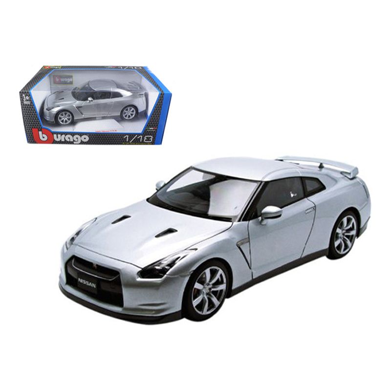 2009 Nissan GT-R R35 Silver 1/18 Diecast Model Car by Bburago-Bburago-ModelCars.com