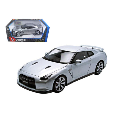 2009 Nissan GT-R R35 Silver 1/18 Diecast Model Car by Bburago-Bburago-ModelCars.com