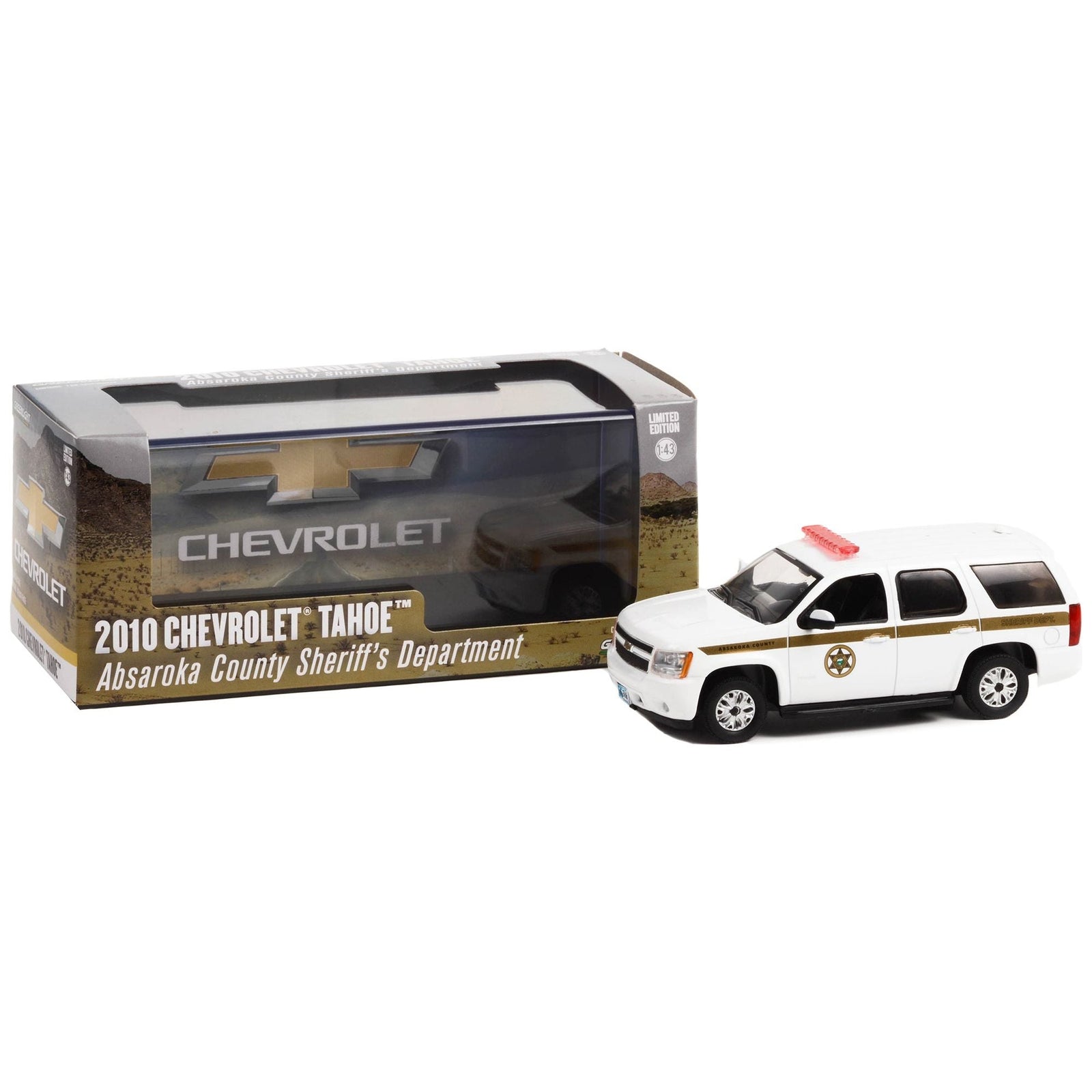 2010 Chevrolet Tahoe White with Gold Stripes "Absaroka County Sheriff's Department" 1/43 Diecast Model Car by Greenlight - Greenlight - ModelCars.com