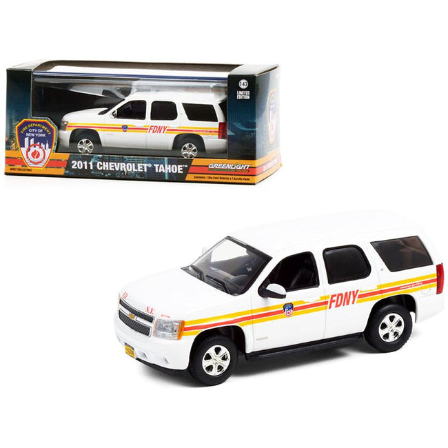 2011 Chevrolet Tahoe White with Stripes FDNY "Fire Department City of New York" 1/43 Diecast Model Car by Greenlight - Greenlight - ModelCars.com