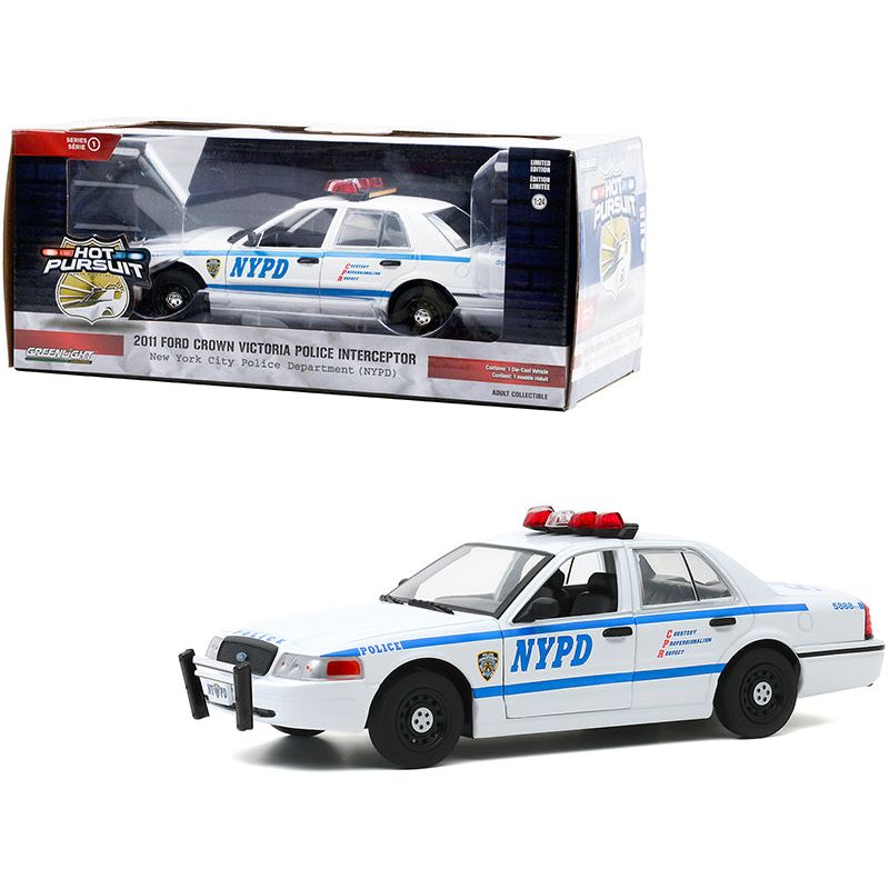 2011 Ford Crown Victoria Police Interceptor "New York City Police Department" (NYPD) White "Hot Pursuit" Series 1/24 Diecast Model Car by Greenlight - Greenlight - ModelCars.com