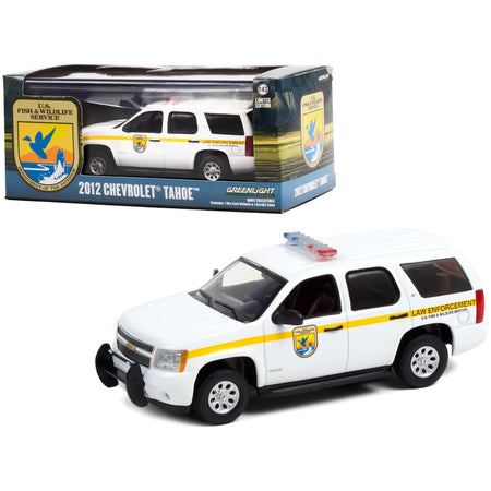2012 Chevrolet Tahoe White with Yellow Stripes "U.S. Fish & Wildlife Service Law Enforcement" 1/43 Diecast Model Car by Greenlight - Greenlight - ModelCars.com