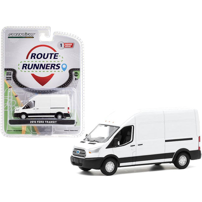 2015 Ford Transit High Roof Van Oxford White "Route Runners" Series 1 1/64 Diecast Model by Greenlight - Greenlight - ModelCars.com