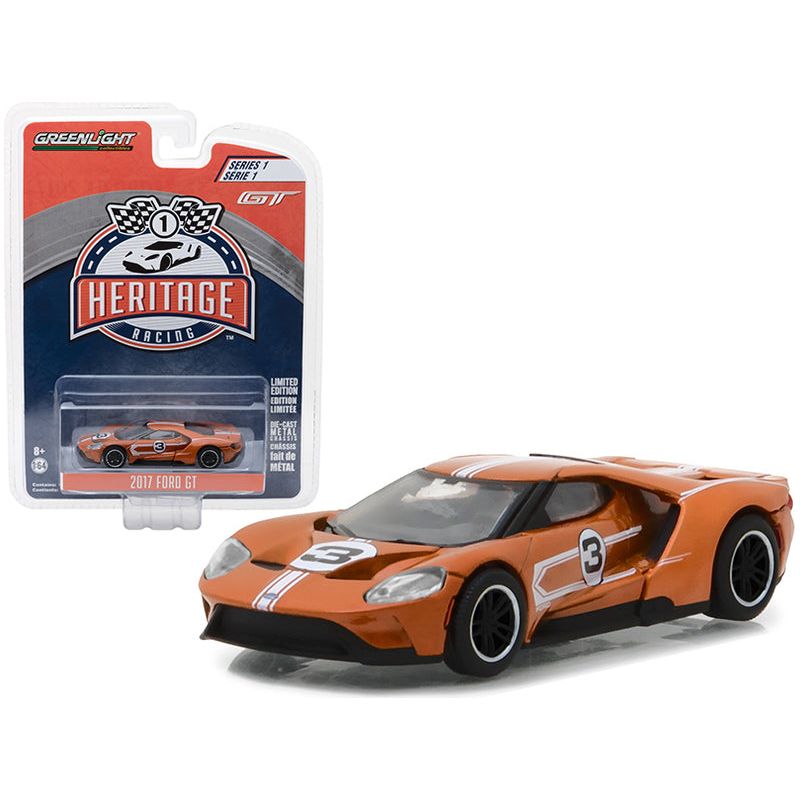 2017 Ford GT 3 Brown (Tribute to 1967 Ford GT40 MK IV 3) "Racing Heritage" Series 1 1/64 Diecast Model Car by Greenlight - Greenlight - ModelCars.com
