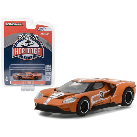 2017 Ford GT 3 Brown (Tribute to 1967 Ford GT40 MK IV 3) "Racing Heritage" Series 1 1/64 Diecast Model Car by Greenlight - Greenlight - ModelCars.com