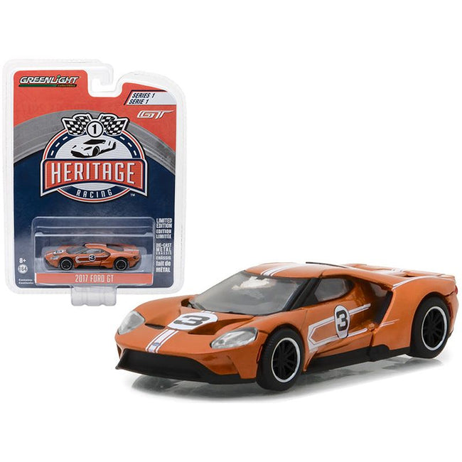 2017 Ford GT 3 Brown (Tribute to 1967 Ford GT40 MK IV 3) "Racing Heritage" Series 1 1/64 Diecast Model Car by Greenlight - Greenlight - ModelCars.com