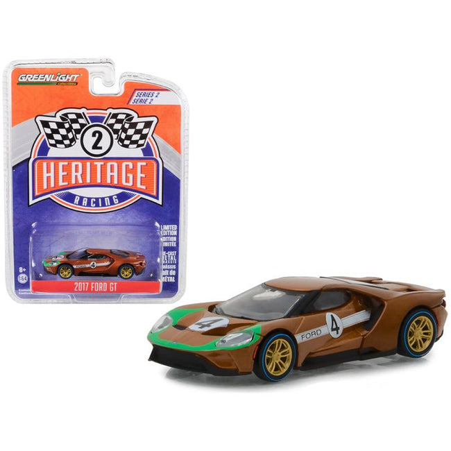 2017 Ford GT 4 Tribute to 1966 Ford GT40 Mk II Brown "Ford Racing Heritage" Series 2 1/64 Diecast Model Car by Greenlight-Greenlight-ModelCars.com