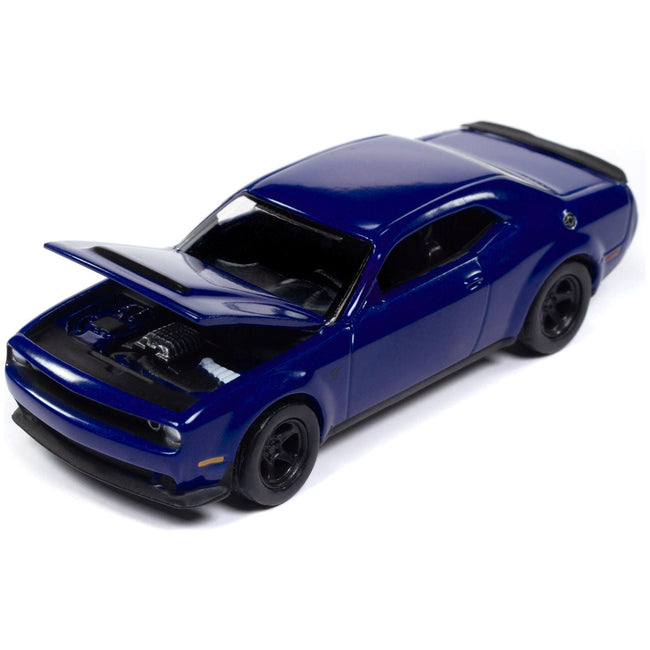 2018 Dodge Challenger SRT Demon Indigo Blue "Mecum Auctions" Limited Edition to 2496 pieces Worldwide "Premium" Series 1/64 Diecast Model Car by Auto World-Autoworld-ModelCars.com