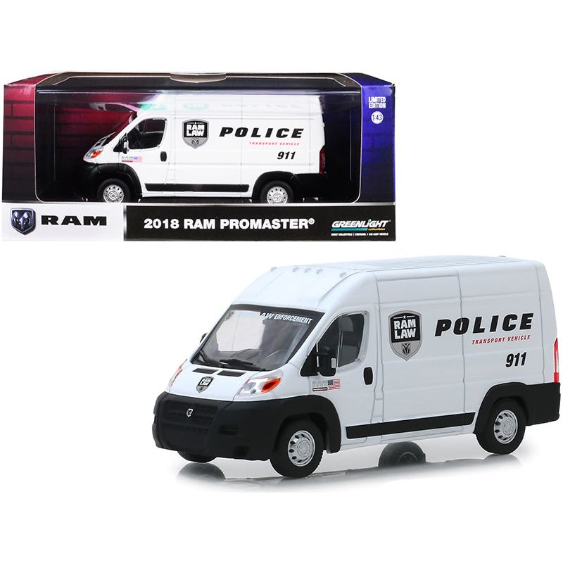 2018 RAM ProMaster 2500 Cargo High Roof Van White "Police Transport Vehicle" 1/43 Diecast Model Car by Greenlight - Greenlight - ModelCars.com
